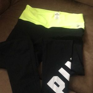 PINK cotton high waist leggings size Med!